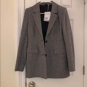 & other stories houndstooth hourglass blazer